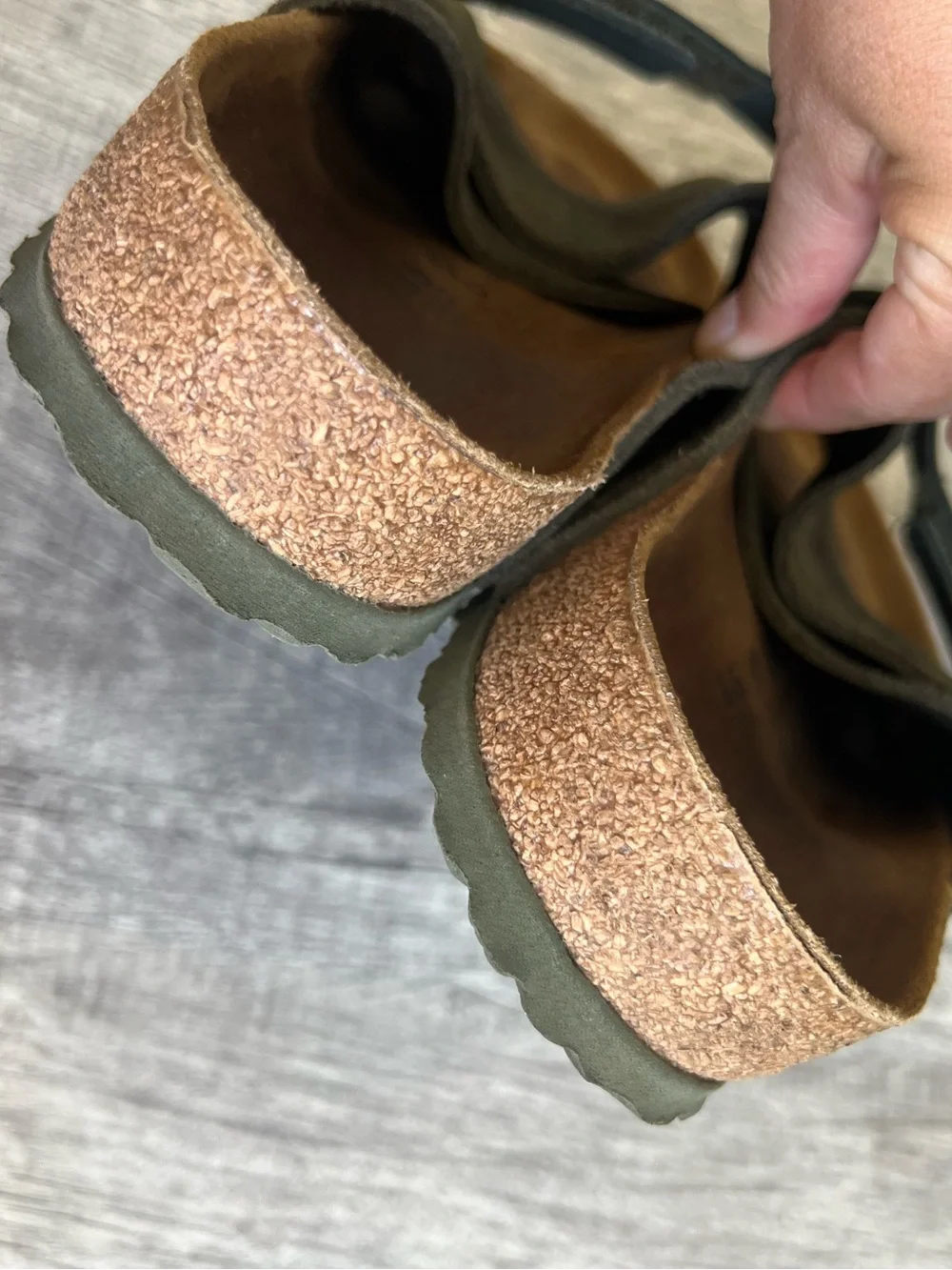 Birkenstock Olive Green Suede Slide Sandals